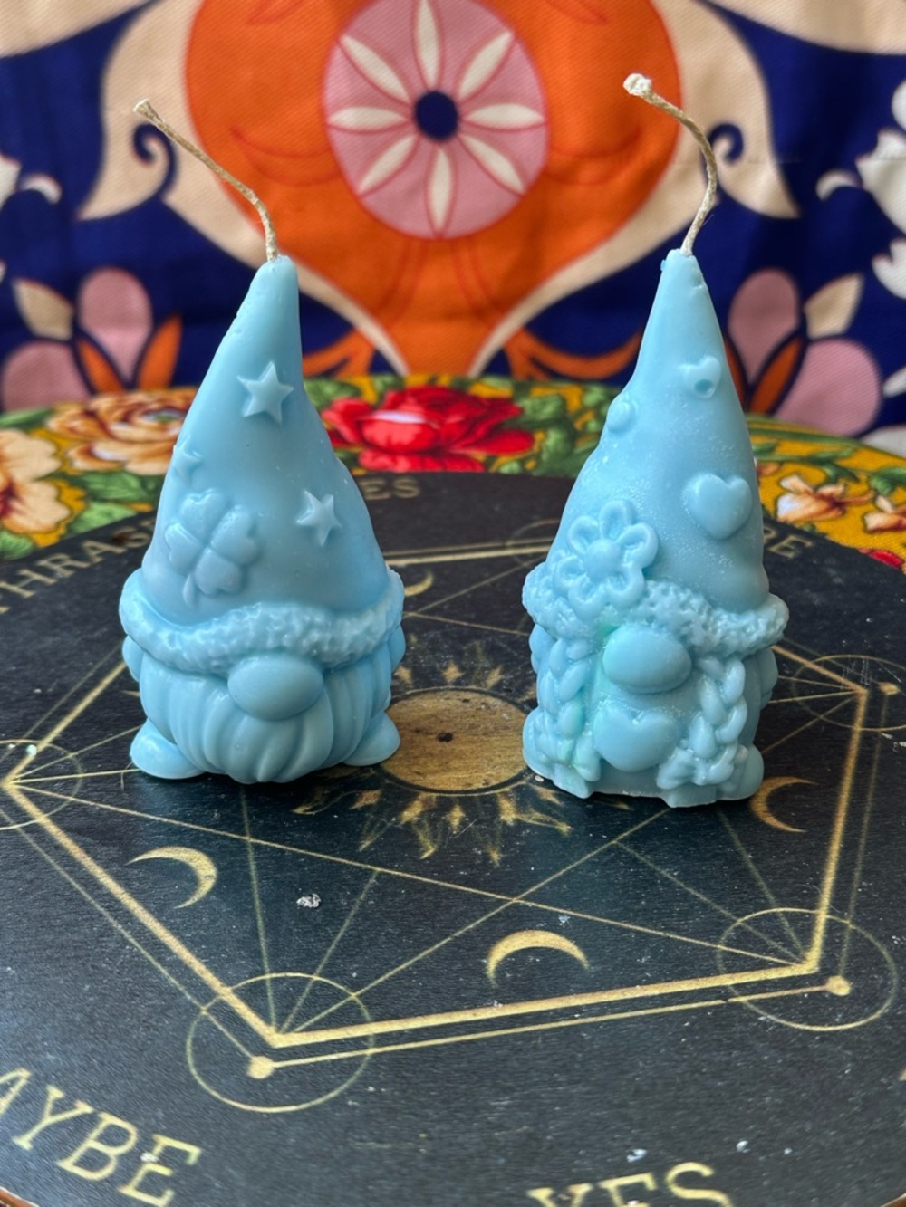 Mini Blue Gnome Candle Set